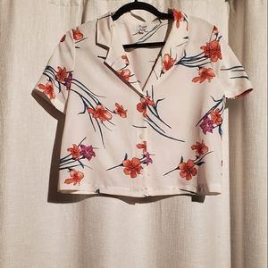 Cropped Hawaiian Printed Blouse